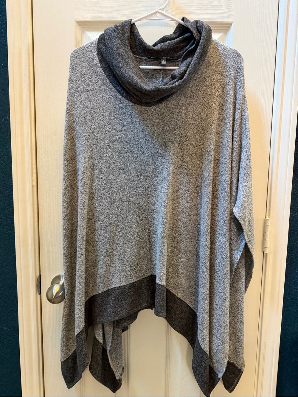 White House Black Market Gray Two-Tone Cowl Poncho